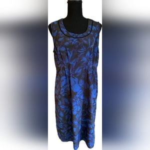 Like NEW Simply Vera Wang Blue and Black Floral Sleeveless Dress Size 10